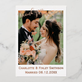 Moderne elegante Folie Hochzeit danke Karte