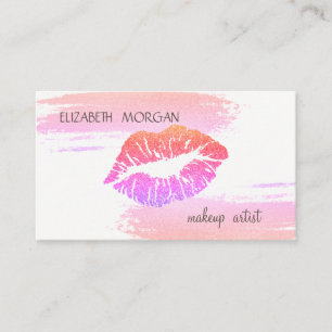 Moderne elegante Folien-Pinselstrich, Glitter-Lipp Visitenkarte