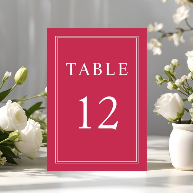 Moderne Elegante Formal Magenta Wedding Tischnummer (Modern Elegant Formal Magenta Wedding Table Number)