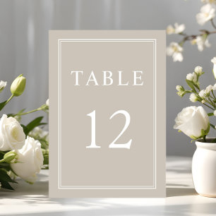 Moderne Elegante Formal Taupe Beige Hochzeit Tischnummer