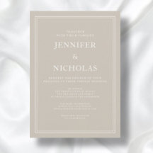 Moderne Elegante Formal Taupe Beige Virtual Weddin