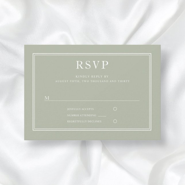 Moderne elegante, formale RSVP-Karte für grüne Hoc RSVP Karte (Von Creator hochgeladen)