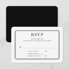 Moderne elegante, formale Schwarz-Weiß-Hochzeit RSVP Karte