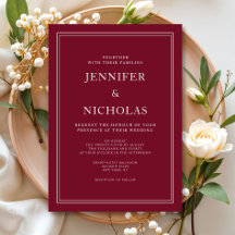 Moderne elegante formelle Burgundy Red Wedding