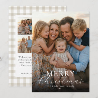 Moderne elegante Foto Frohe Weihnachten Gingham
