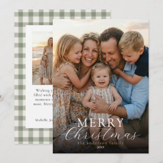 Moderne elegante Foto Frohe Weihnachten Gingham