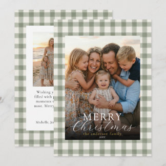 Moderne elegante Foto Frohe Weihnachten Gingham