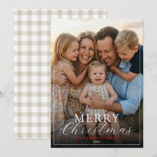 Moderne elegante Foto Frohe Weihnachten Gingham