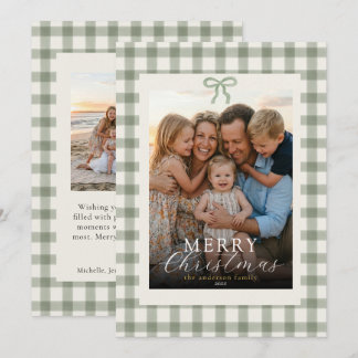 Moderne elegante Foto Frohe Weihnachten Gingham-Sc