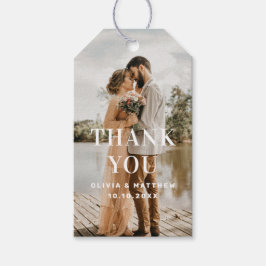 Moderne, elegante Foto Hochzeit danke Geschenkanhänger