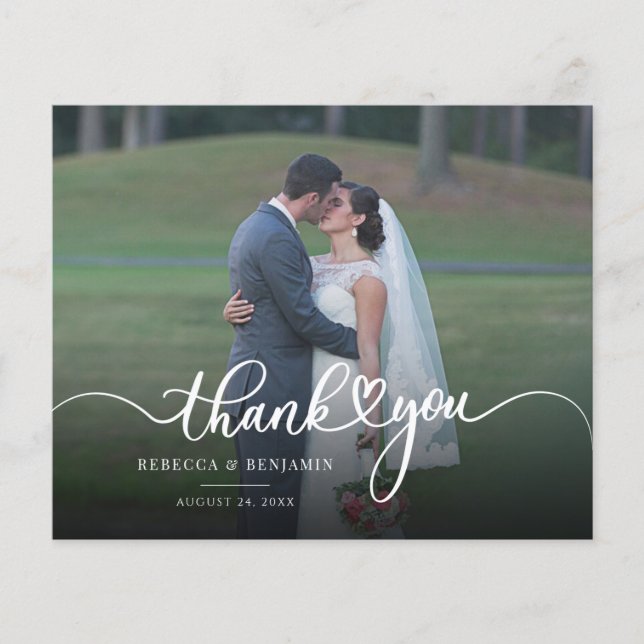 Moderne Elegante Foto Hochzeit Dankeschön Card (Vorderseite)