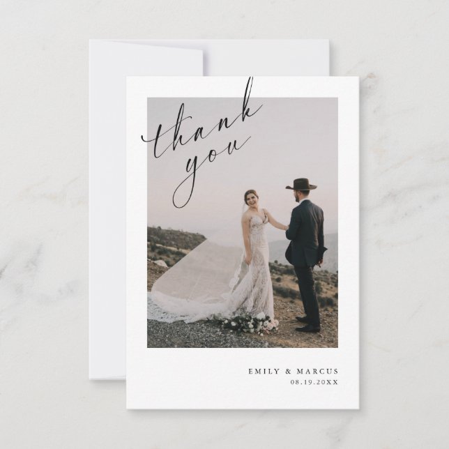 Moderne Elegante Foto Hochzeit Dankeschön Card Dankeskarte (Vorderseite)