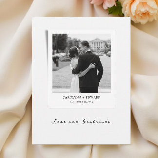 Moderne, elegante Foto Hochzeit Dankeskarte