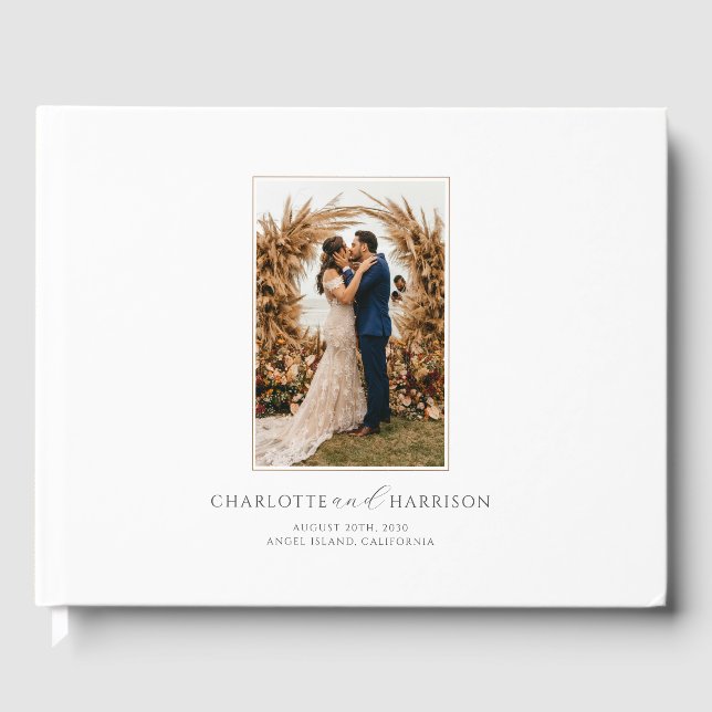 Moderne, elegante Foto Hochzeit Gästebuch (Vorderseite)