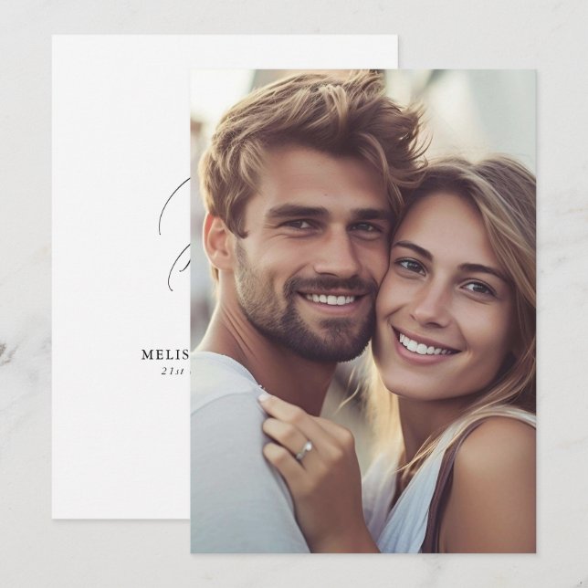 Moderne, elegante Foto-Monogramm-Hochzeit Einladung (Vorne/Hinten)