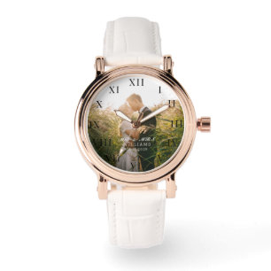 Moderne elegante Foto neuvermählte Hochzeit Armbanduhr