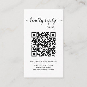 Moderne elegante Foto Online QR Code RSVP Visitenkarte