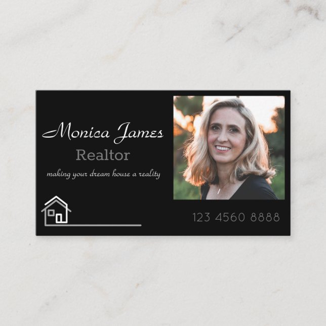 moderne elegante Foto-Realtor-Visitenkarte Visitenkarte (Vorderseite)