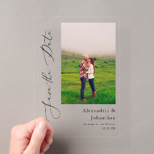 Moderne elegante Foto-Save-the-Date Acryleinladungen