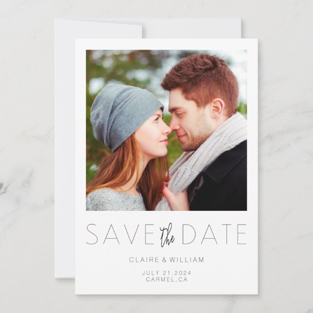Moderne Elegante Foto Save the Date Karte (Vorderseite)