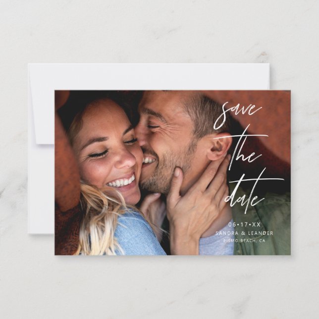 Moderne Elegante Foto Save the Date Karte (Vorderseite)