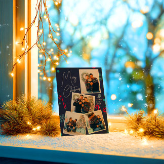 Moderne elegante Fotocollage Frohe Weihnachten Folien Feiertagskarte