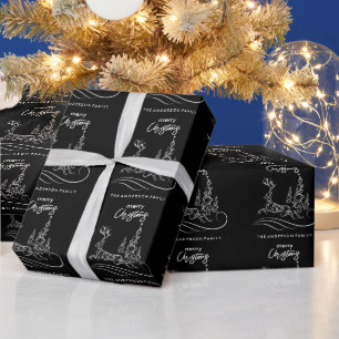 Moderne Elegante Fröhliche Weihnachtsbaum und Rent Geschenkpapier
