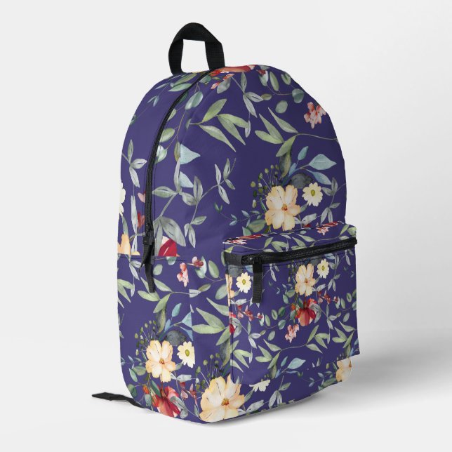 Moderne Elegante Frühlingsstimmung Bedruckter Rucksack (Rückseitige Ecke links)
