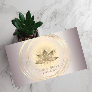 Moderne elegante funkelnde goldene Kreise Lotus  Visitenkarte