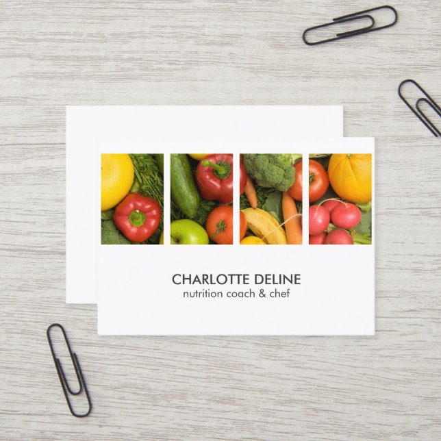 Moderne elegante Gemüse Foto Nutritionist Koch Visitenkarte (Vorderseite/Rückseite Beispiel)