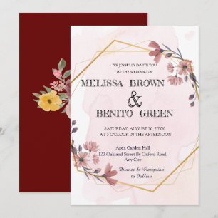 Moderne, elegante, geometrische Rahmen-Hochzeit Einladung