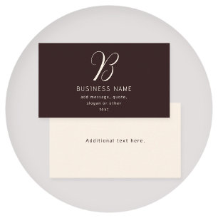 Moderne elegante Geschäftsname Monogramm   Dunkelb Visitenkarte