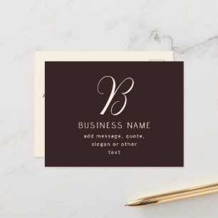 Moderne elegante Geschäftsnamens-Monogramm   Dunke Postkarte