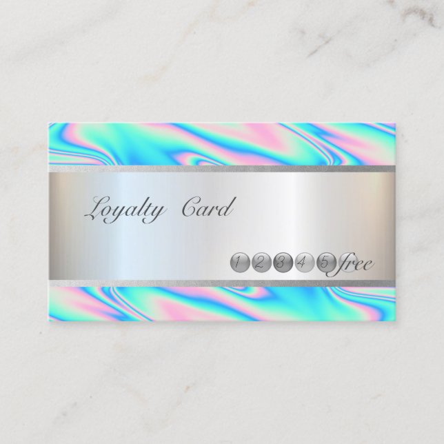 Moderne elegante, gestreifte Holographic Loyalty C Treuekarte (Vorderseite)