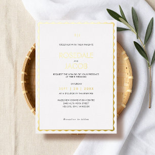 Moderne, elegante gewellte Rahmenhochzeit Folieneinladung