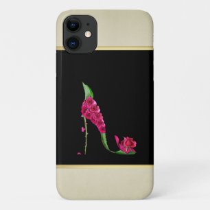 Moderne Elegante Girly, Black, Cream, Blume Heel Case-Mate iPhone Hülle