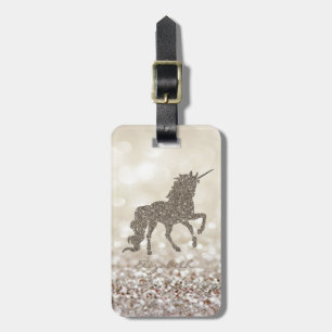 Moderne elegante Girly, Gold Glitter Einhorn Gepäckanhänger