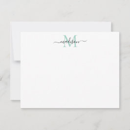 Moderne elegante Girly Script Monogram Aquamarin P Mitteilungskarte