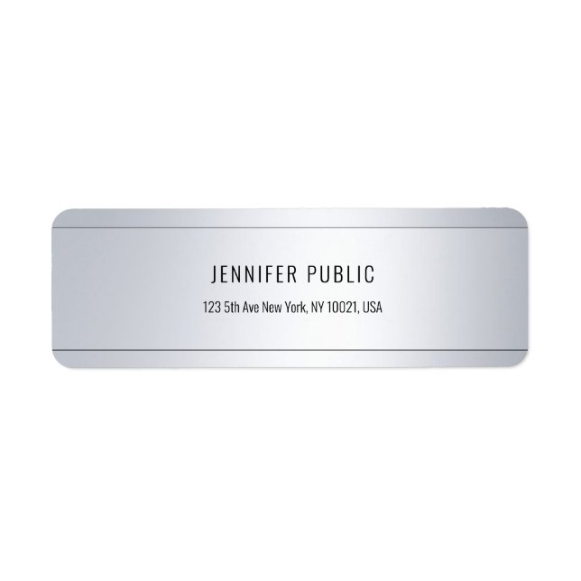 Moderne Elegante Glamour Silver Rücksendeadresse (Vorne)