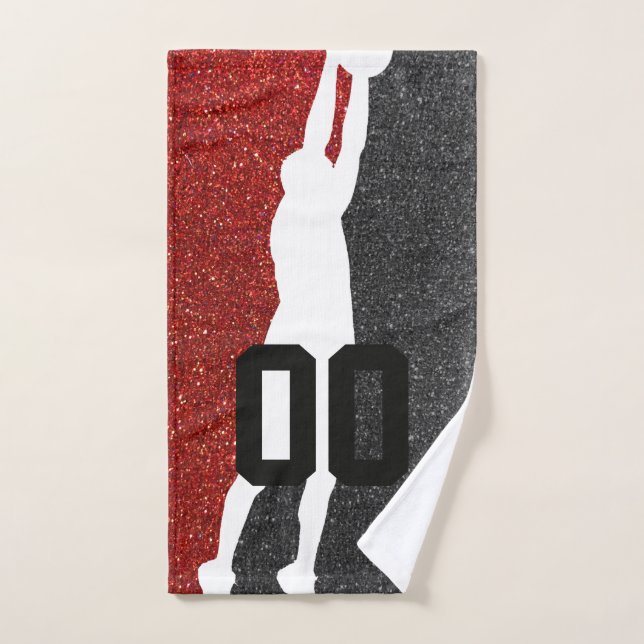 Moderne Elegante Glitzer Uni Basketball Sport Badhandtuch Set (Handtuch)
