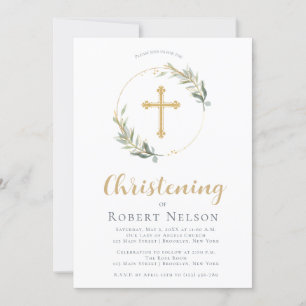 Moderne elegante Gold Circle Baptisse Christening Einladung