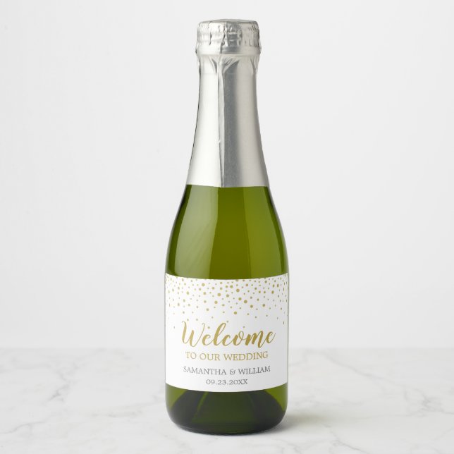 Moderne Elegante Gold Confetti Hochzeit Willkommen (Vorderseite)