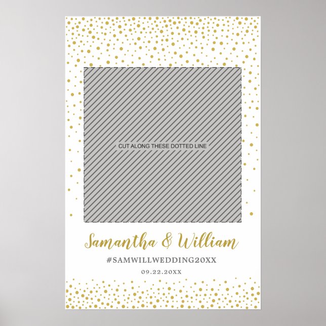 Moderne, elegante Gold Confetti Hochzeitsrahmen fü Poster (Vorne)