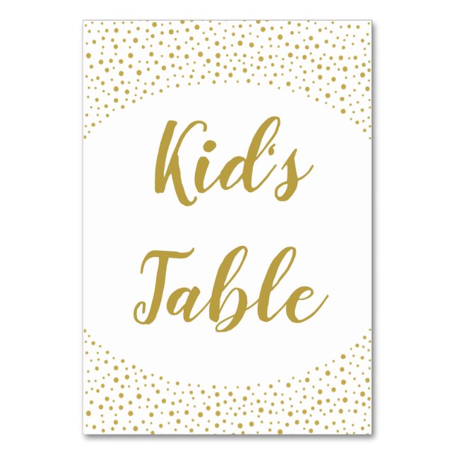 Moderne elegante Gold Confetti Wedding KIds' Tischnummer (Vorderseite)