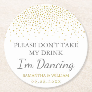 Moderne Elegante Gold Confetti Wedding Runder Pappuntersetzer