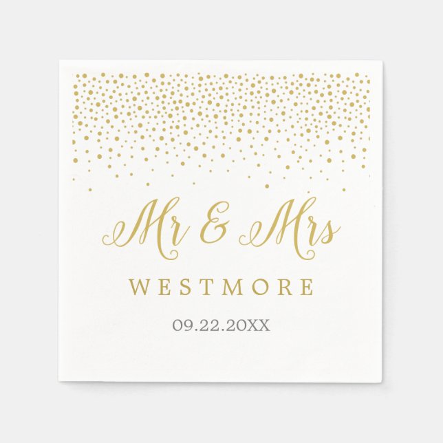 Moderne Elegante Gold Confetti Wedding Serviette (Vorderseite)