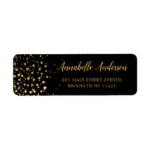 Moderne Elegante Gold Glitzer Confetti Script Blac