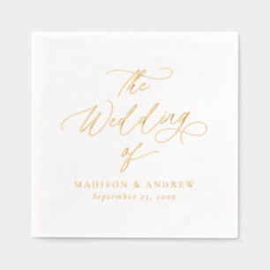 Moderne Elegante Gold Kalligrafie Hochzeit Servietten Mit Folie