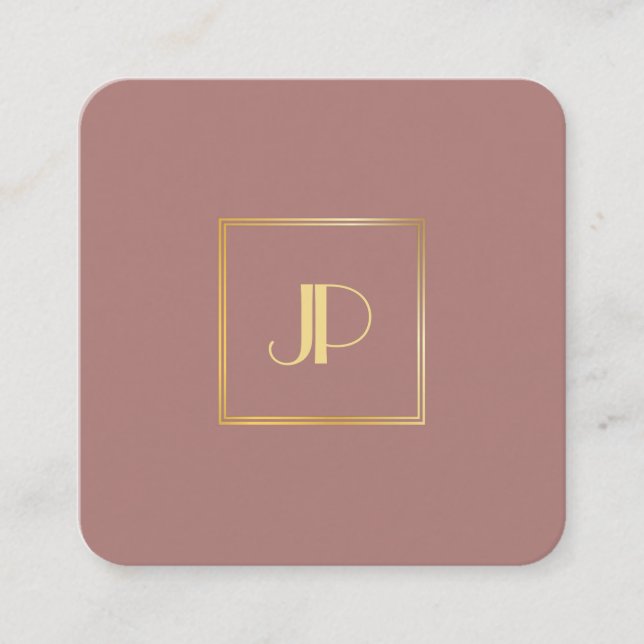 Moderne, elegante Gold Monogram Vorlage Luxus Quadratische Visitenkarte (Vorderseite)