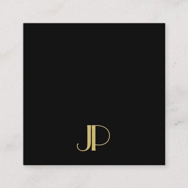 Moderne, elegante Gold Monogram Vorlage Luxus Quadratische Visitenkarte (Vorderseite)